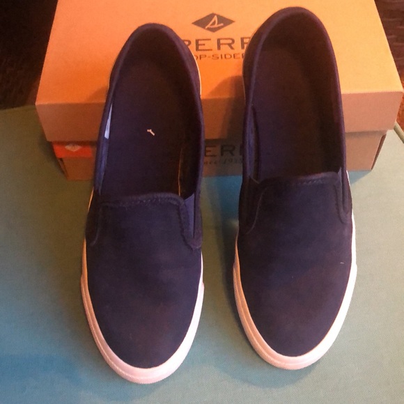 Sperry Too-Sider memory foam seaside slip on washable navy 7.5 M comfort - Picture 3 of 4